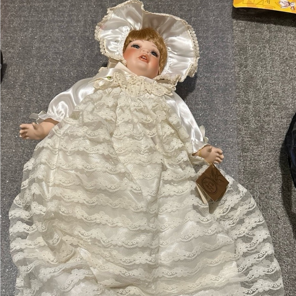 Elegant Cream Porcelain Doll